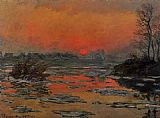 Claude Monet Sunset on the Seine in Winter painting